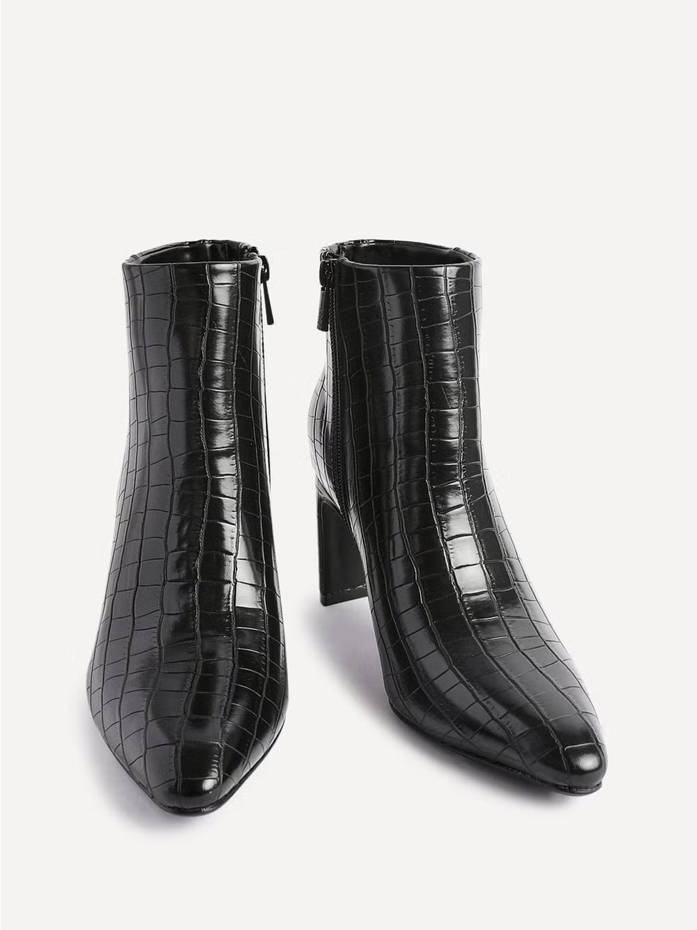 Linzi BROWN Croc-Embossed Pointed Toe Ankle Boots (see pics)